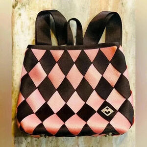Women’s MAGGIE BAGS brown and pink seatbelt backpack purse